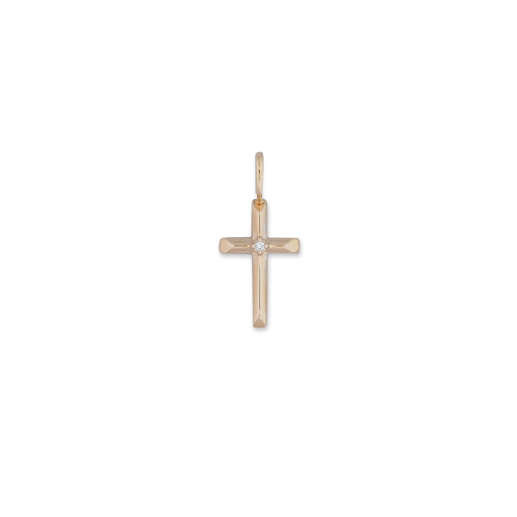 Yellow Gold Diamond Cross Charm