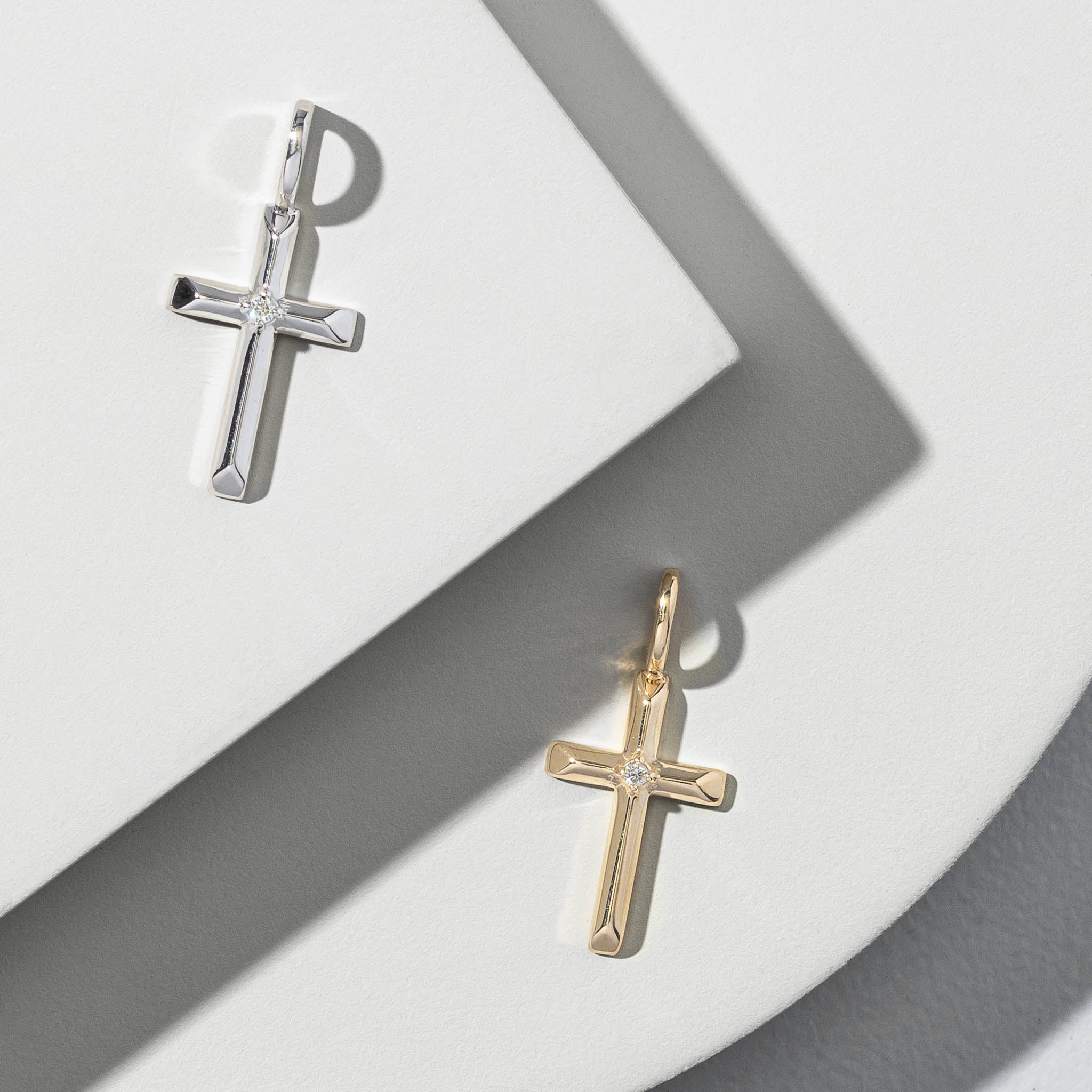 White Gold Diamond Cross Charm