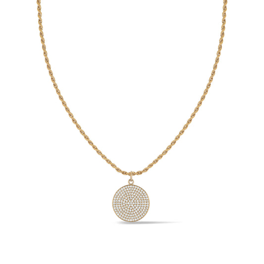 Large Yellow Gold and Diamond Disk Pendant