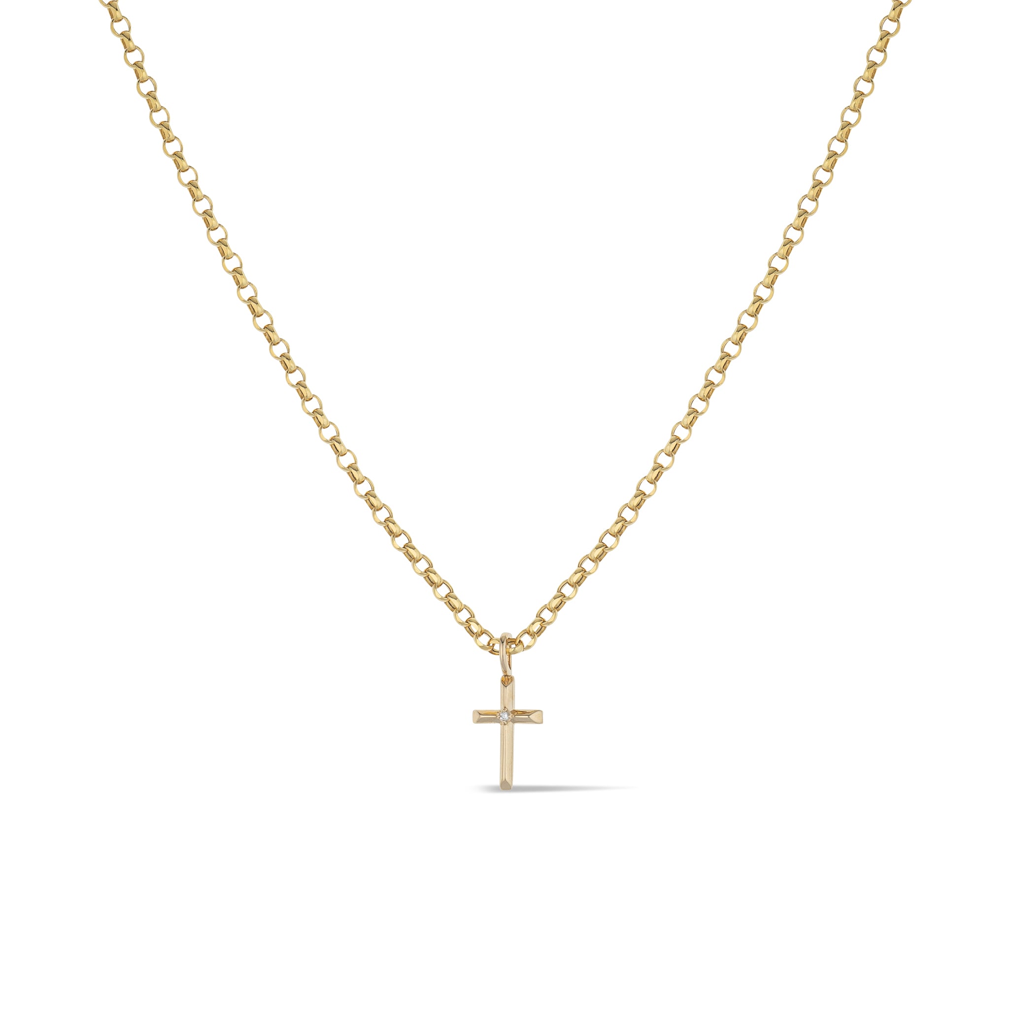 Yellow Gold Diamond Cross Charm