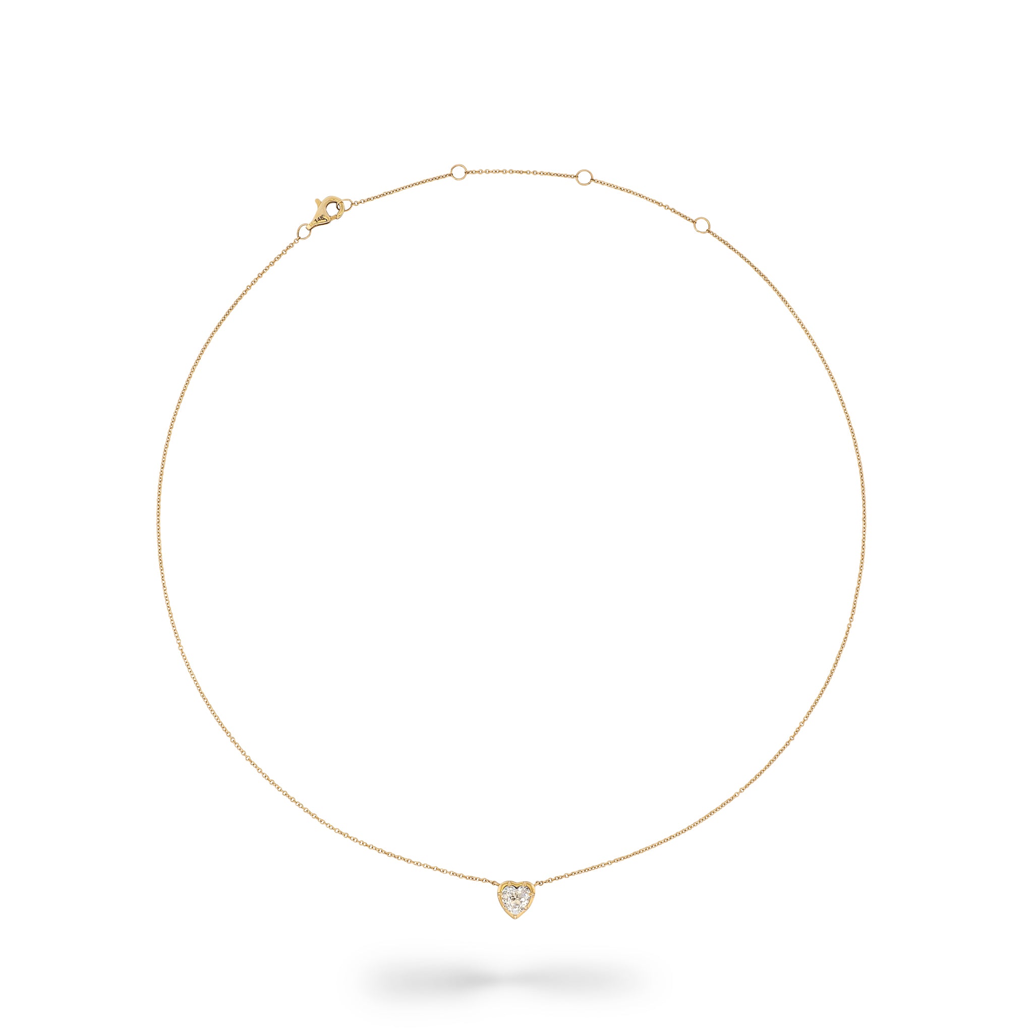 14 Karat Yellow Gold White Topaz Heart Pendant