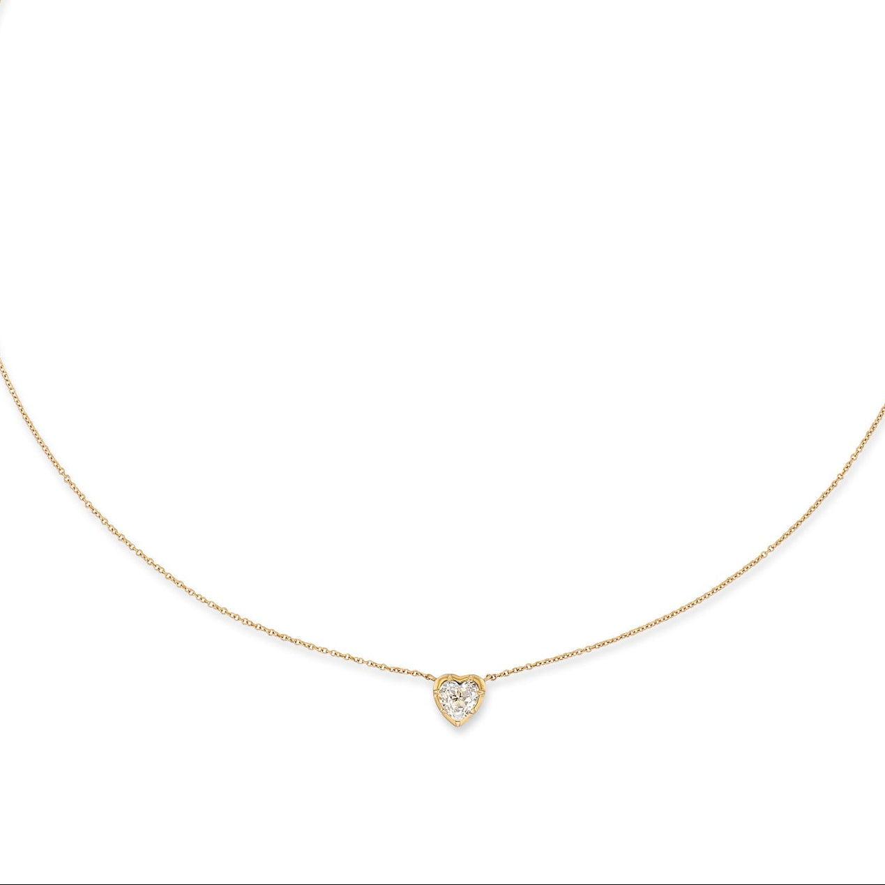 14 Karat Yellow Gold White Topaz Heart Pendant