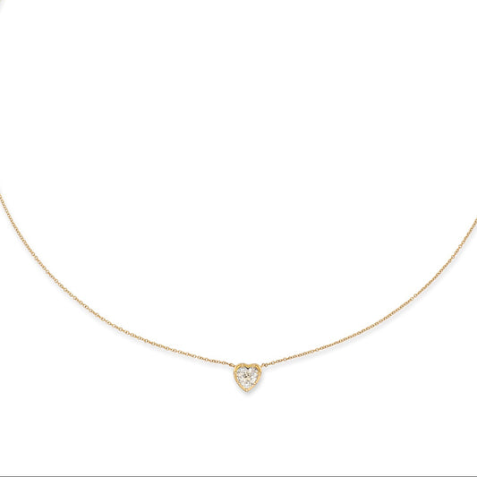 14 Karat Yellow Gold White Topaz Heart Pendant