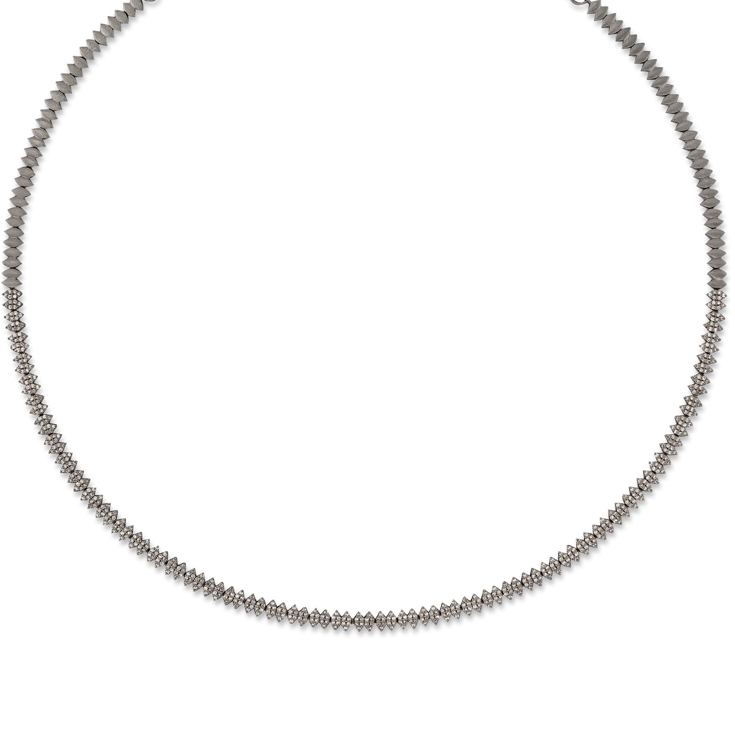 Sterling Silver and Pave Diamond Marquise Necklace