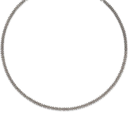 Sterling Silver and Pave Diamond Marquise Necklace