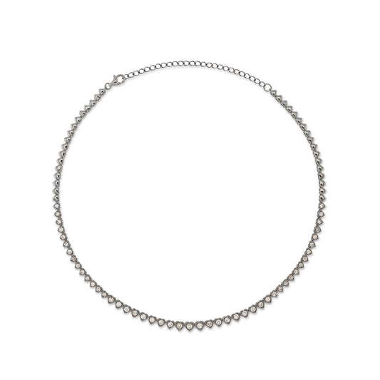 Sterling and Diamond Heart Tennis Necklace