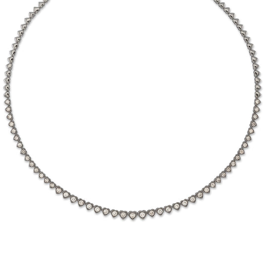 Sterling and Diamond Heart Tennis Necklace
