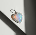 Load image into Gallery viewer, White Gold Diamond and Fire Opal Chubby Heart Charm
