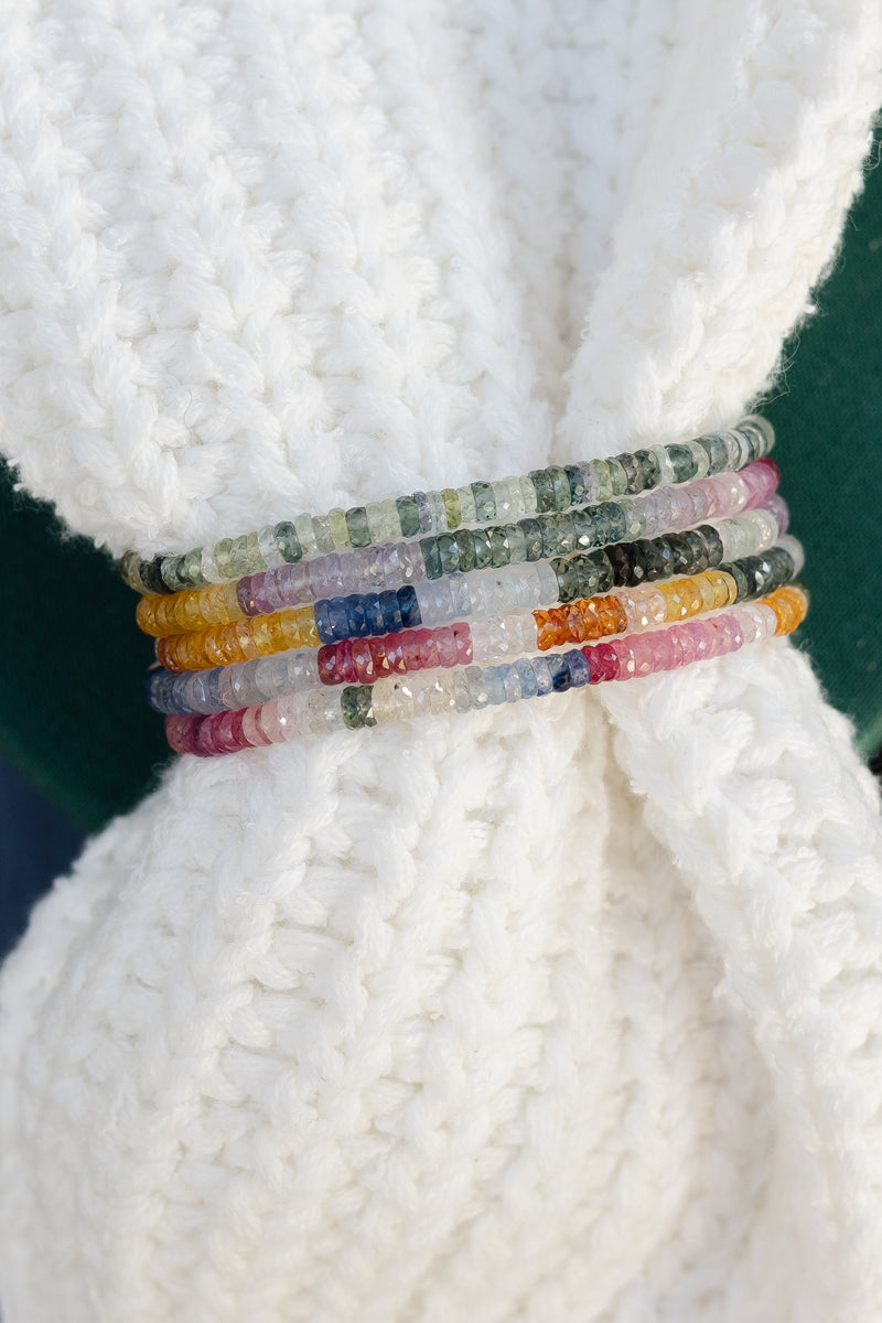 4mm Rainbow Sapphire Beaded Bracelet