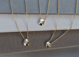 14 Karat Yellow Gold Mirror Diamond Emerald Pendant