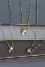 14 Karat Yellow Gold Mirror Diamond Emerald Pendant