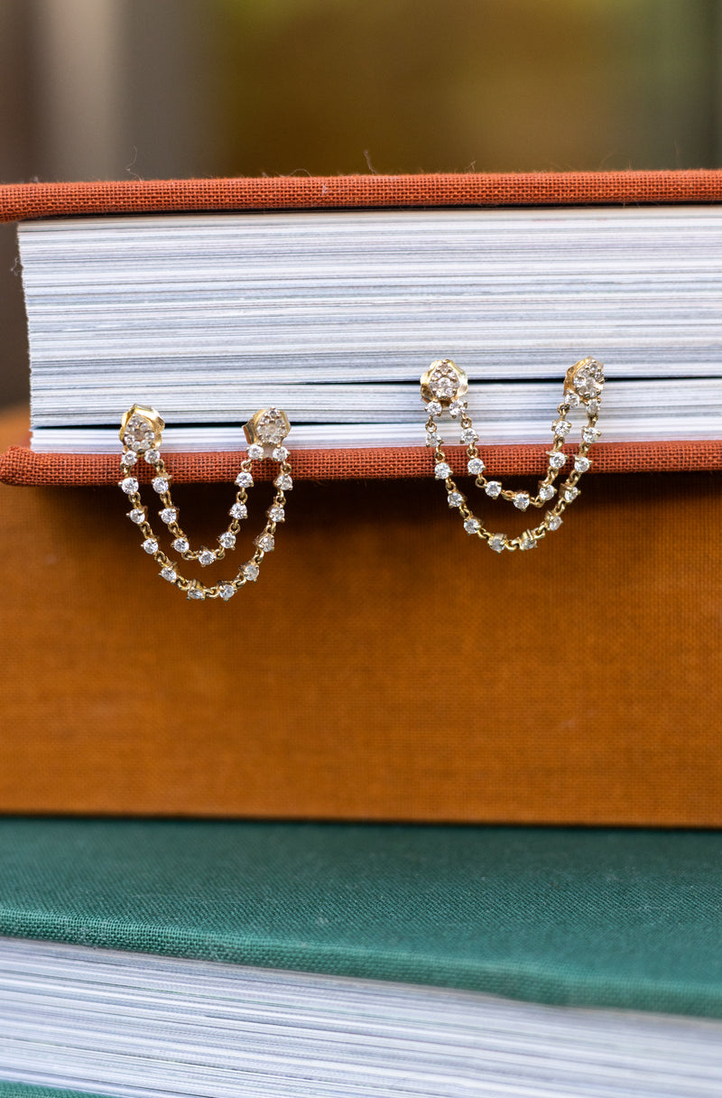 14 Karat Gold Diamond Double-Piercing Single Earring