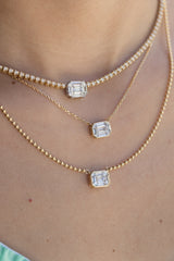 18 Karat Yellow Gold Mosaic 4.00cts Diamond 16.00" Tennis Necklace