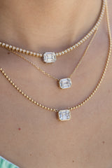 14 Karat Gold Mosaic Diamond Ball Chain Necklace