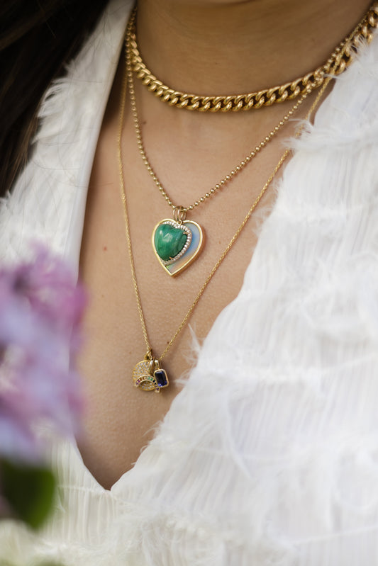 Small Yellow Gold and Diamond Disk Pendant