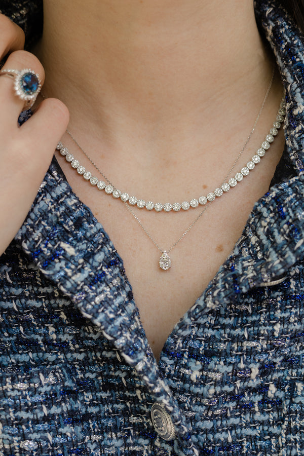 Mosaic Diamond Slide Pear Necklace