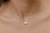 14 Karat Yellow Gold Mirror Diamond Heart Pendant