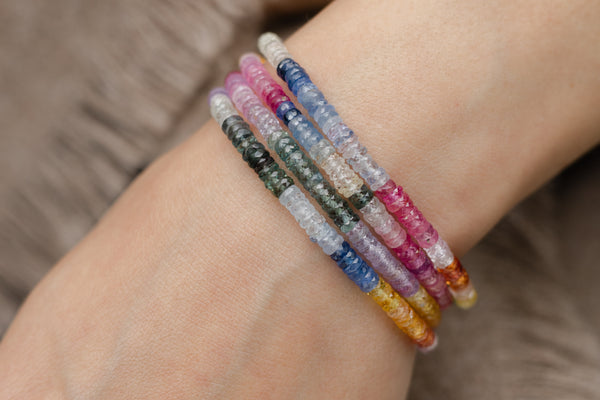 4mm Rainbow Sapphire Beaded Bracelet