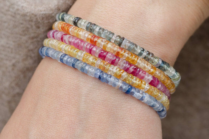 4mm Pink Sapphire Speckle Beaded Bracelet