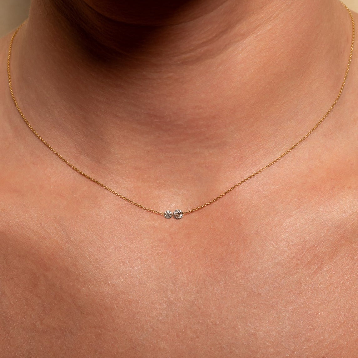 18 Karat Yellow Gold Aspen Air Two Diamond Necklace