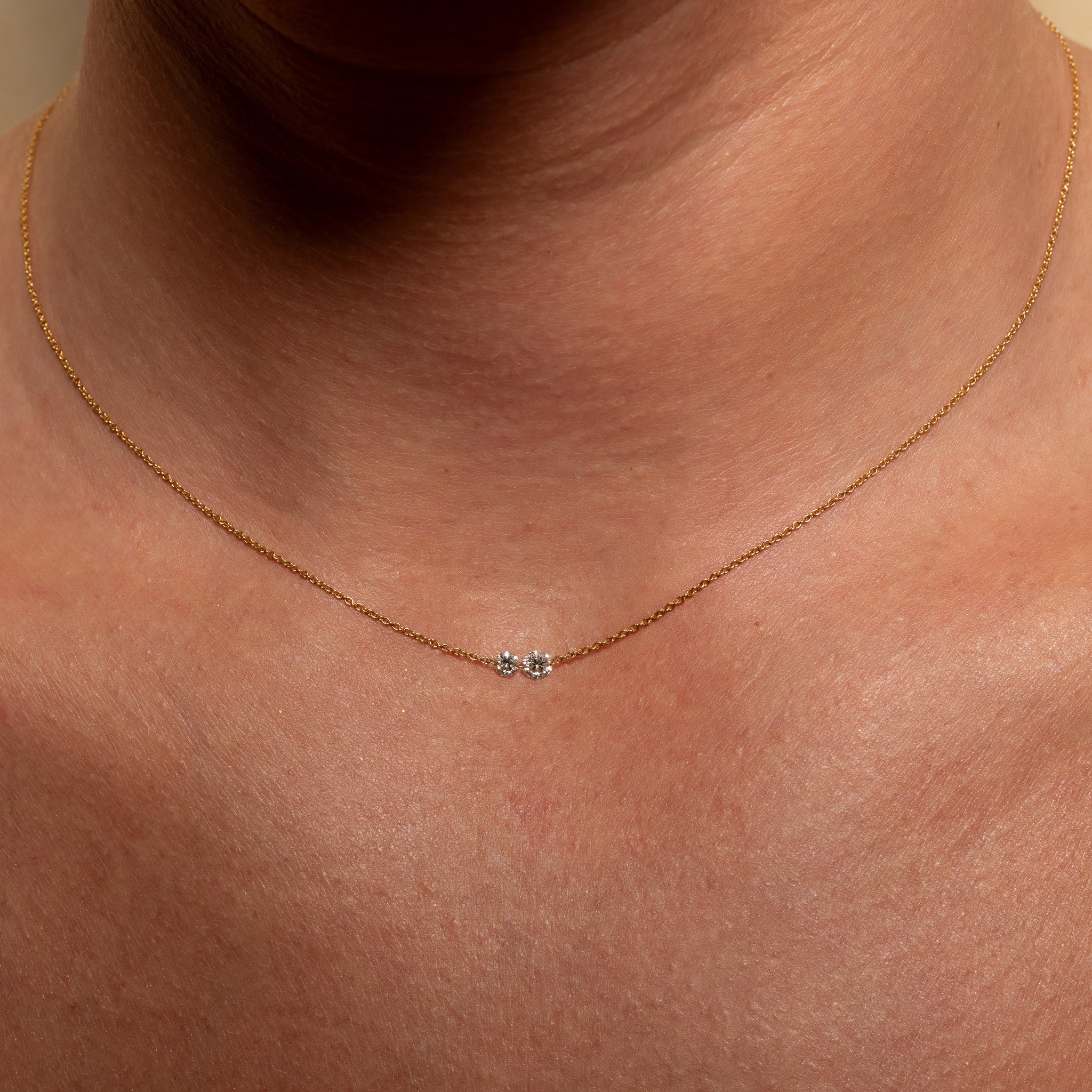 18 Karat Yellow Gold Aspen Air Two Diamond Necklace