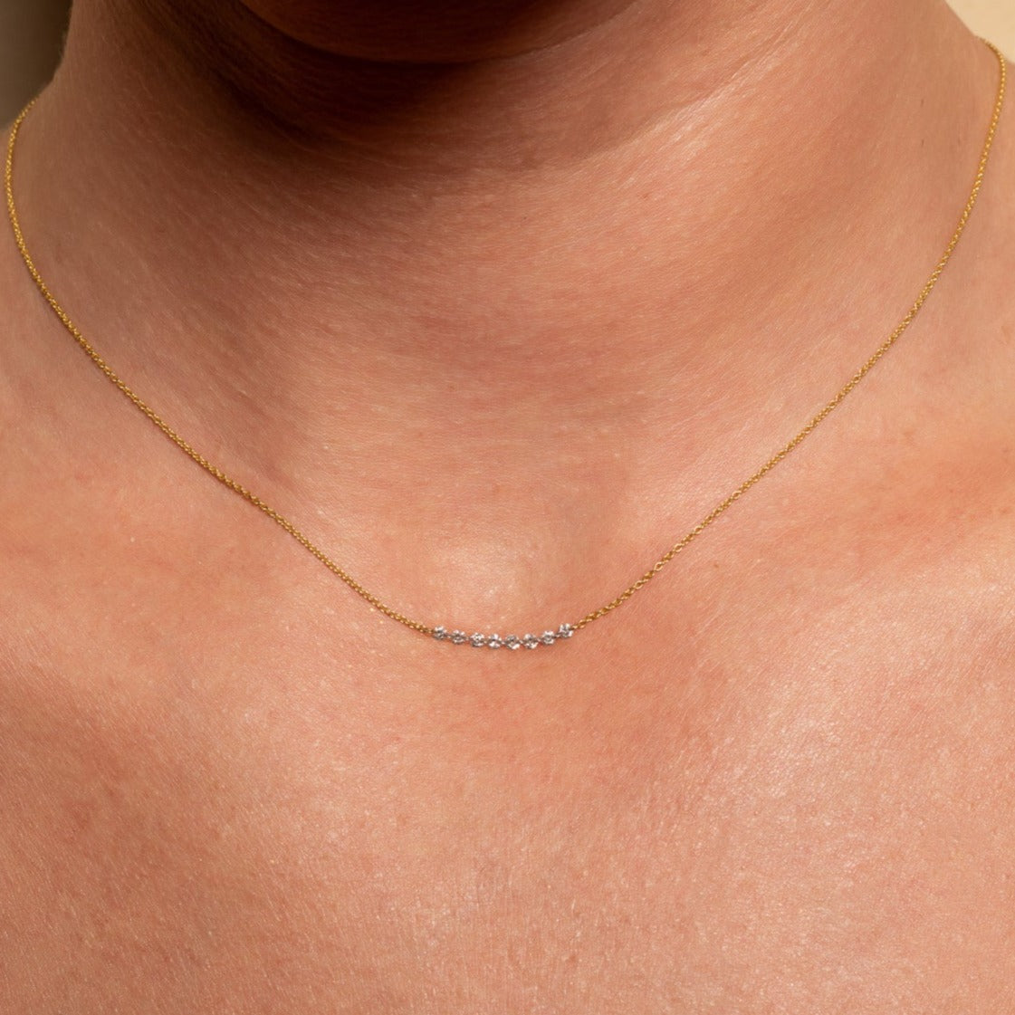 18 Karat Yellow Gold Aspen Air Eight Diamond Necklace