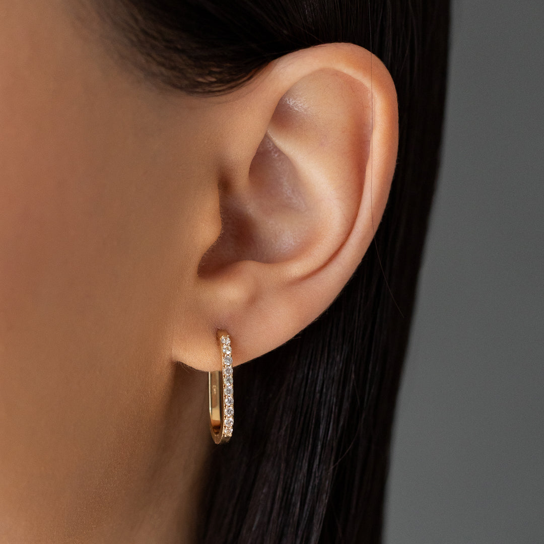 Rectangle 20mm White Sapphire Hoops