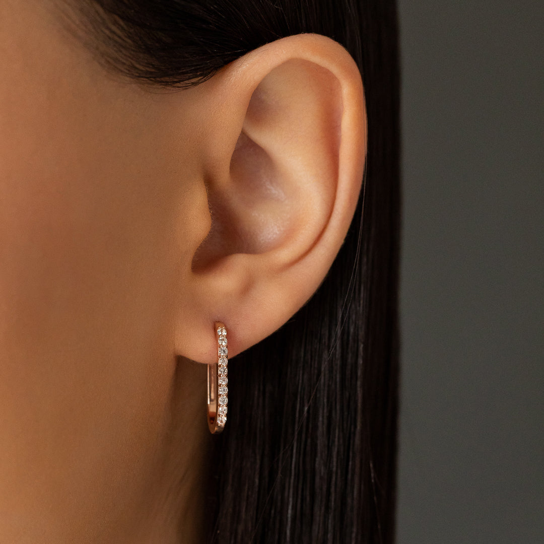 Rectangle 20mm White Sapphire Hoops