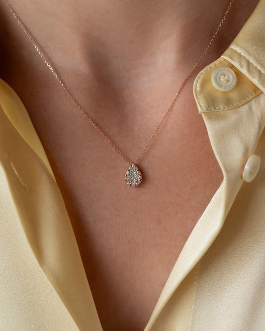 Rose Gold Pave Diamond Slide Large Pear Necklace