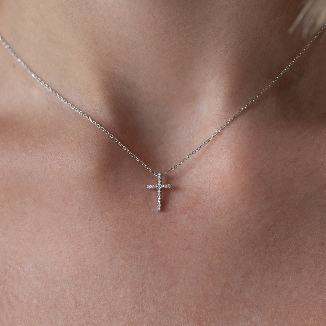 White Gold Diamond Cross Pendant