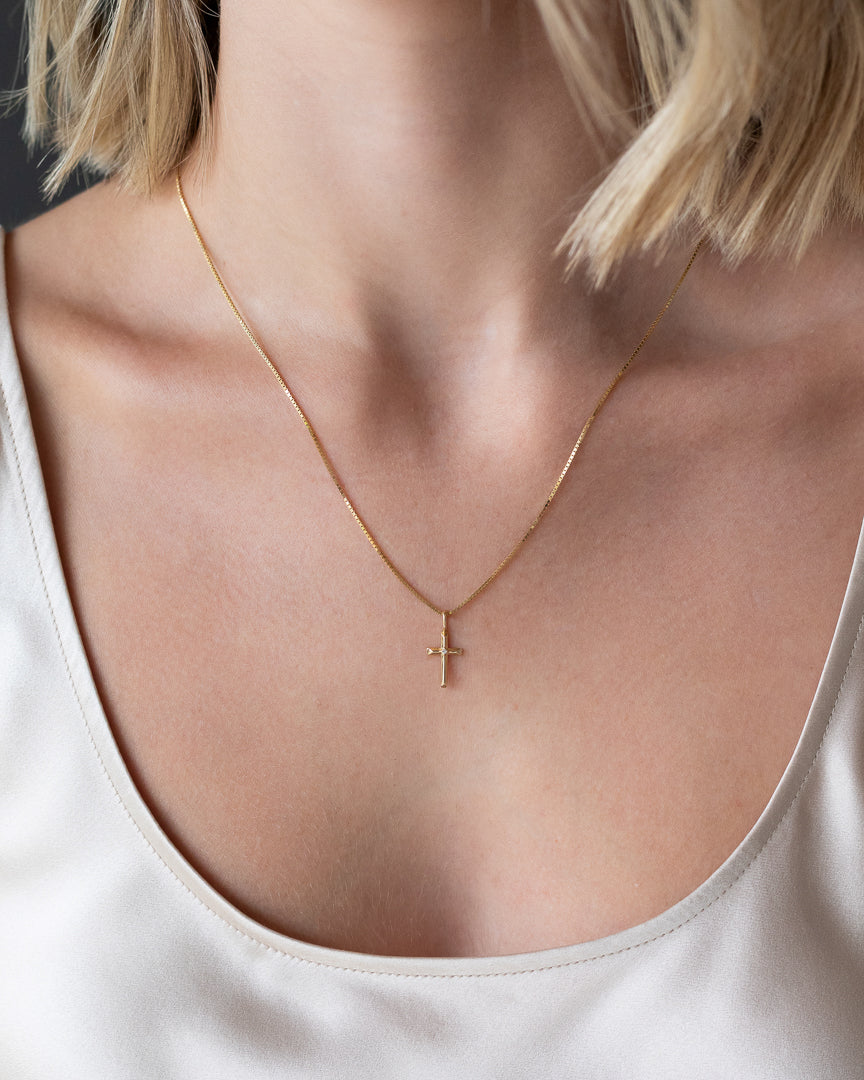 Yellow Gold Diamond Cross Charm