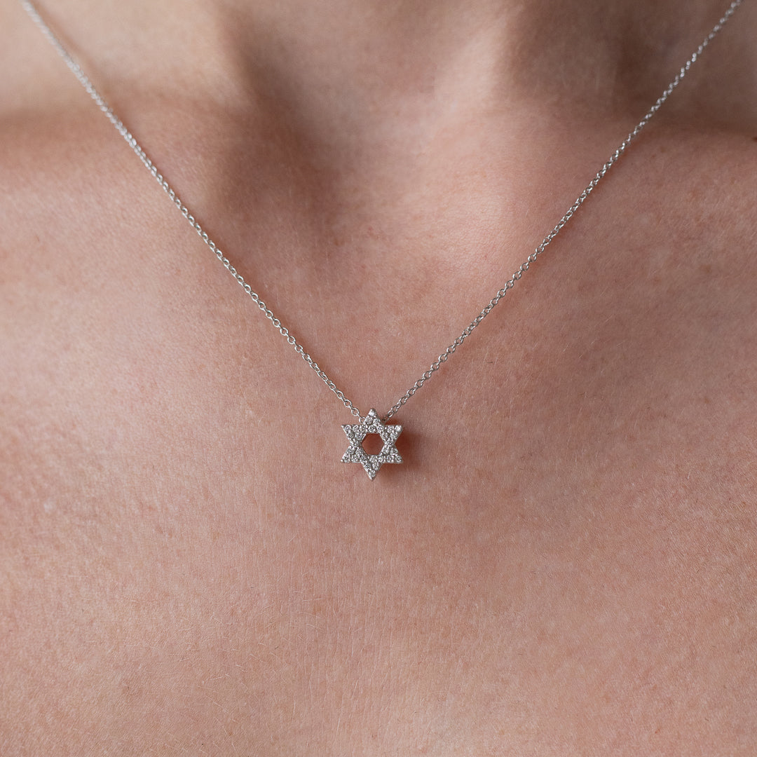 White Gold Diamond Star of David Pendant