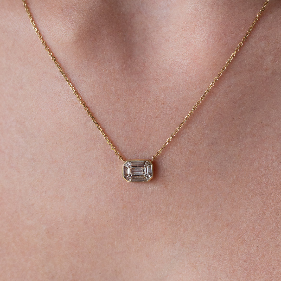 18 Karat Gold Mosaic Diamond Curb Chain Necklace