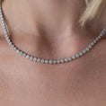 Load image into Gallery viewer, White Gold All The Way Scalloped Diamond 6.25cts Tennis Necklace
