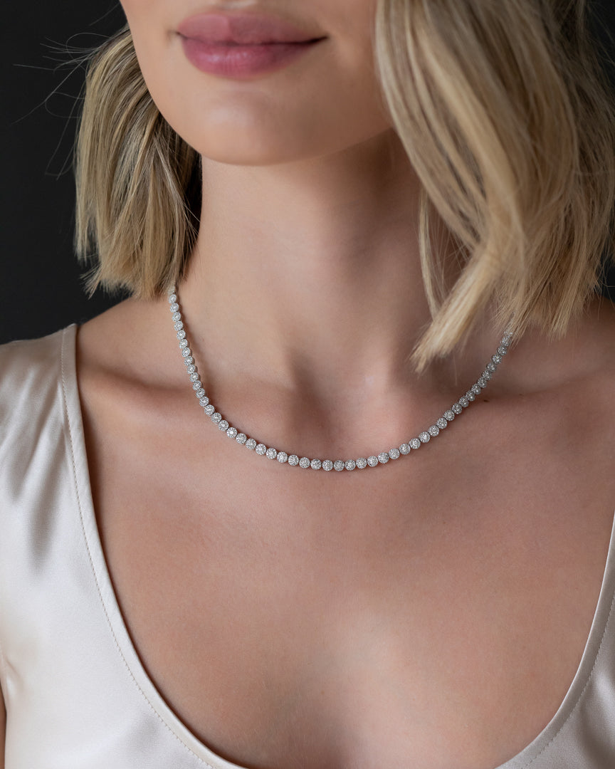 White Gold All The Way Scalloped Diamond 6.25cts Tennis Necklace