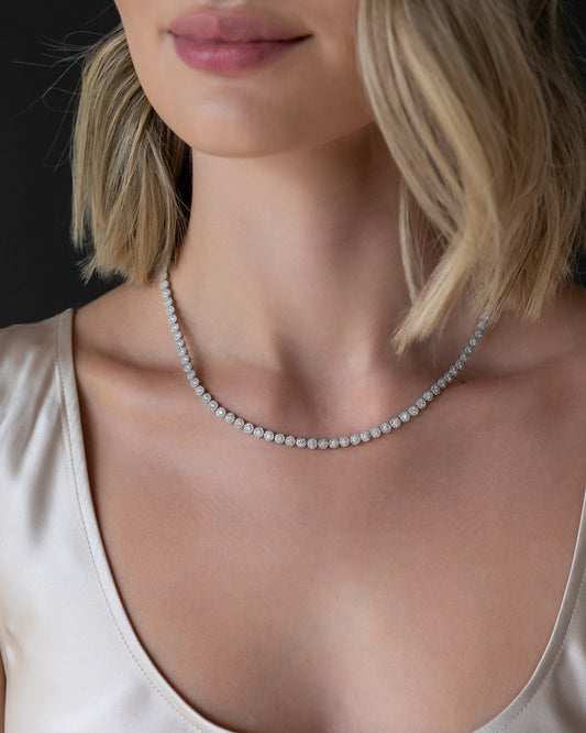 White Gold All The Way Scalloped Diamond 6.25cts Tennis Necklace