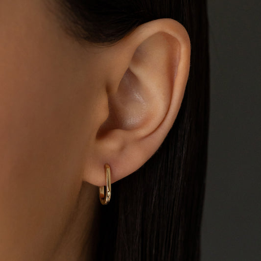 Rectangle High Polished 15mm Hoops