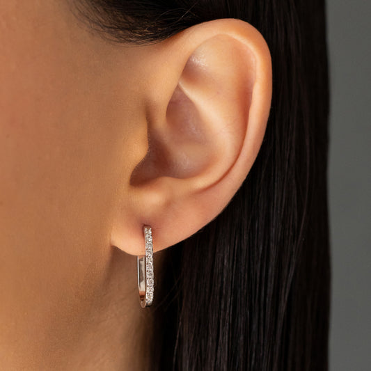 Rectangle 20mm White Sapphire Hoops