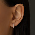 Load image into Gallery viewer, Three Row Pave Diamond 10mm Hoops
