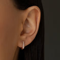 Load image into Gallery viewer, Three Row Pave Diamond 10mm Hoops
