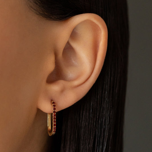 Rectangle 20mm Garnet Hoops