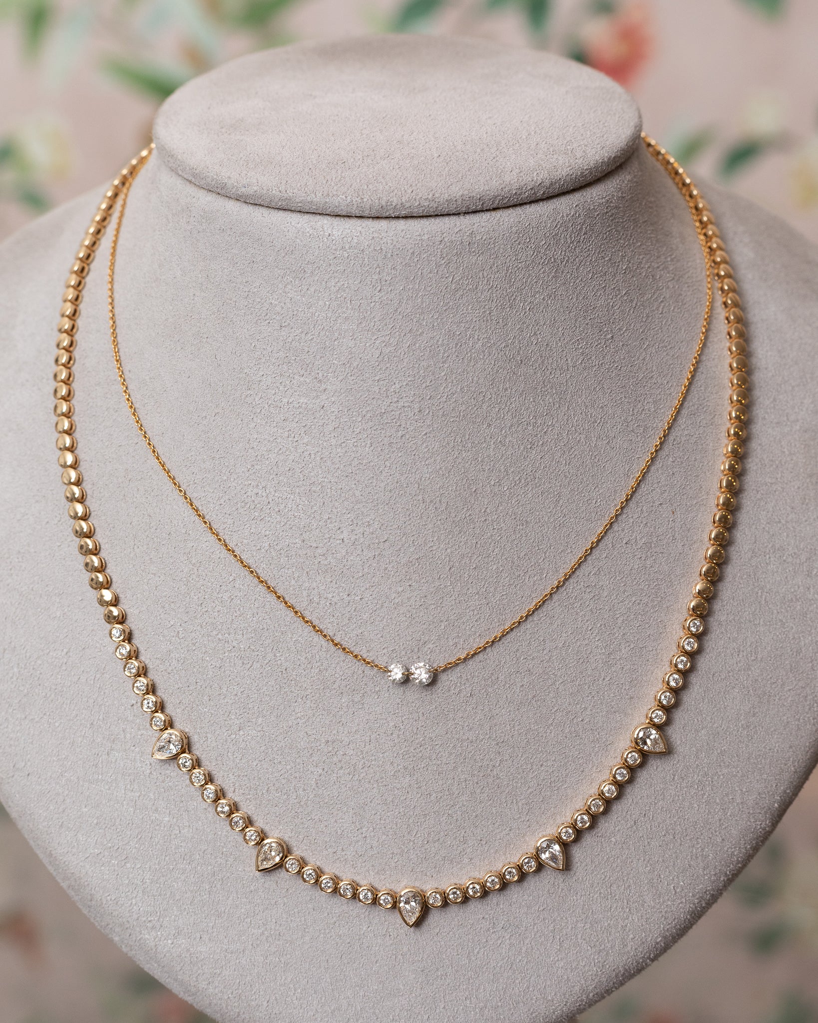 18 Karat Yellow Gold Aspen Air Two Diamond Necklace