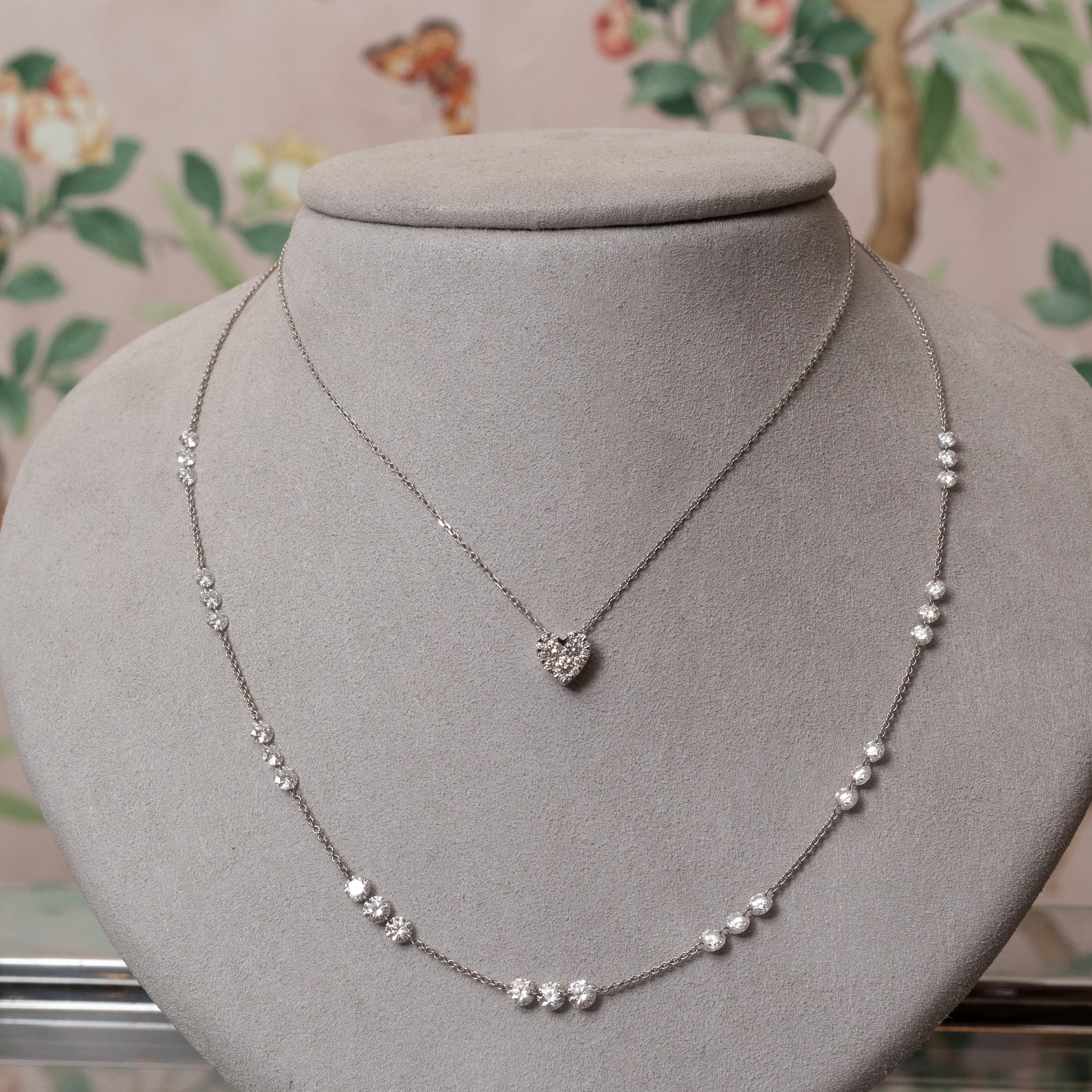 18 Karat White Gold Aspen Air Triple Diamond By The Yard Necklace