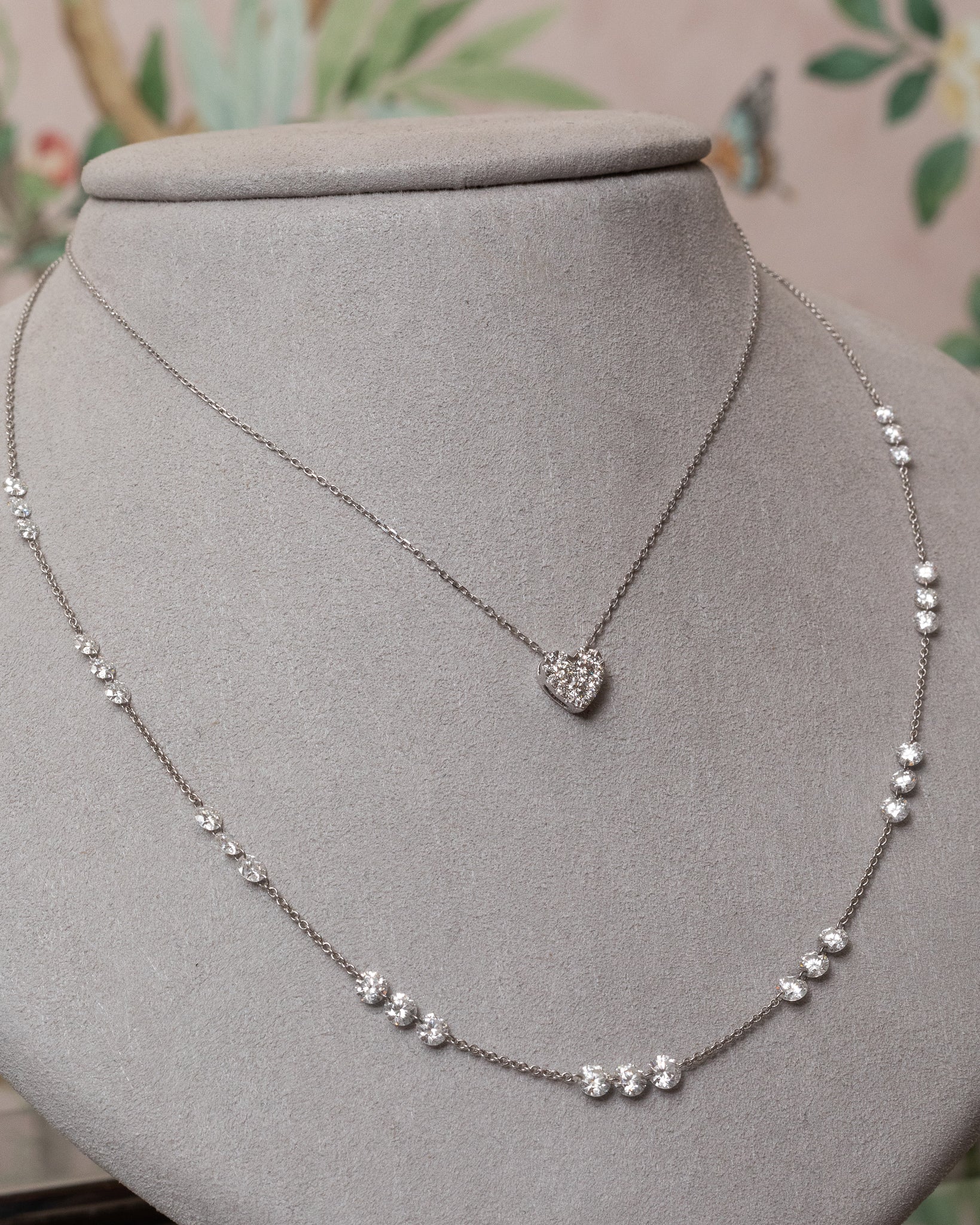 18 Karat White Gold Aspen Air Triple Diamond By The Yard Necklace