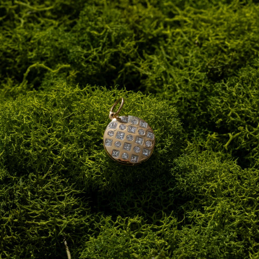 Yellow Gold Diamond Mixed Shape Disk Pendant