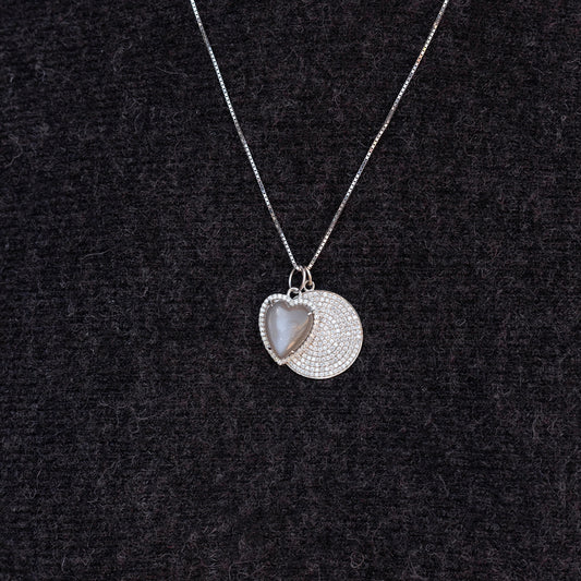 Large White Gold and Diamond Disk Pendant