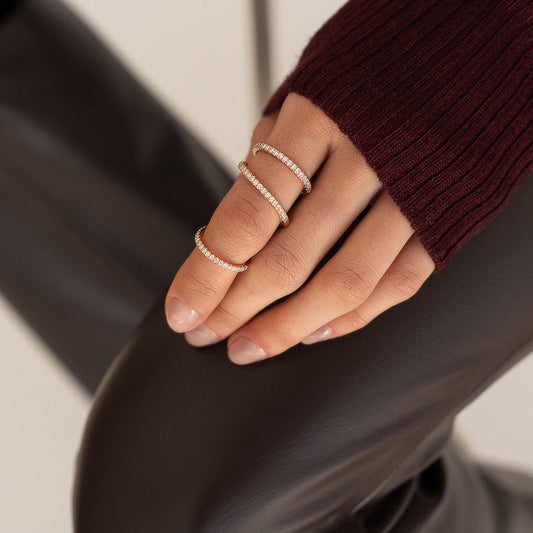 14 Karat Rose Gold Diamond Knuckle Ring