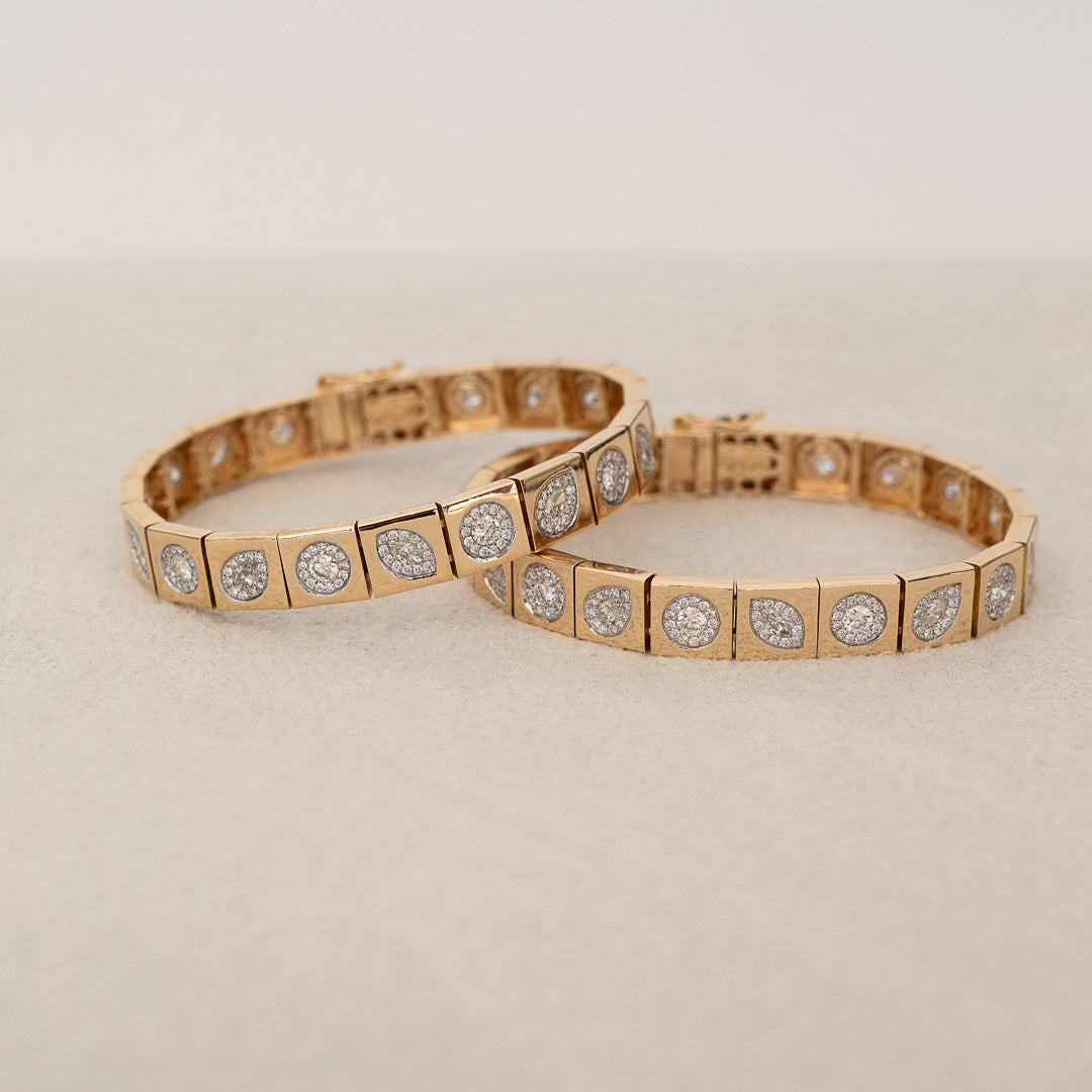 14 Karat Two Tone Multi Shape Diamond Bracelet