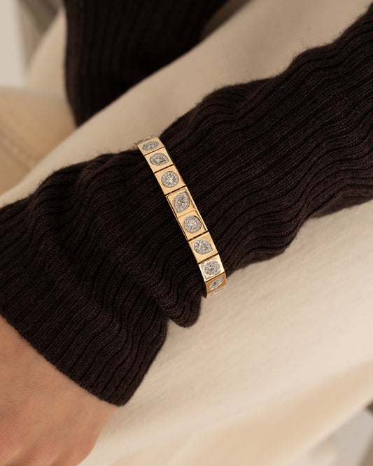14 Karat Two Tone Multi Shape Diamond Bracelet