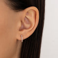 Load image into Gallery viewer, Oval Medium 12.5mm Diamond Hoops
